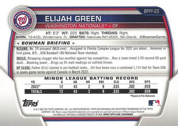 2023 Bowman 1st Edition #BPPF-23 Elijah Green Back