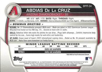 2023 Bowman 1st Edition #BPPF-34 Abdias De La Cruz Back