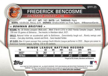 2023 Bowman 1st Edition #BPPF-35 Frederick Bencosme Back