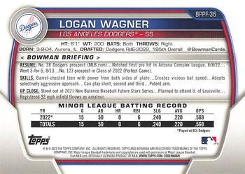 2023 Bowman 1st Edition #BPPF-36 Logan Wagner Back