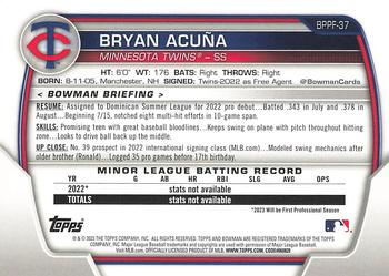 2023 Bowman 1st Edition #BPPF-37 Bryan Acuña Back