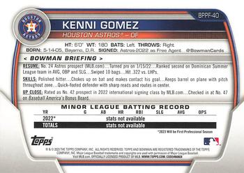2023 Bowman 1st Edition #BPPF-40 Kenni Gomez Back