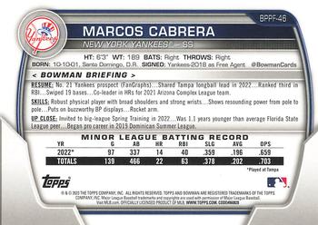 2023 Bowman 1st Edition #BPPF-46 Marcos Cabrera Back