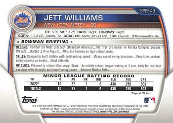 2023 Bowman 1st Edition #BPPF-49 Jett Williams Back