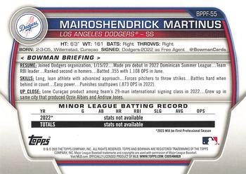 2023 Bowman 1st Edition #BPPF-55 Mairoshendrick Martinus Back
