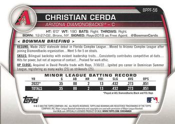 2023 Bowman 1st Edition #BPPF-56 Christian Cerda Back