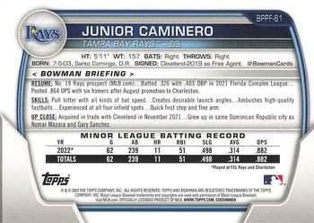 2023 Bowman 1st Edition #BPPF-61 Junior Caminero Back