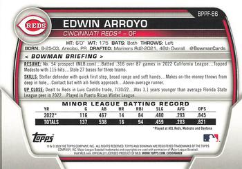 2023 Bowman 1st Edition #BPPF-66 Edwin Arroyo Back
