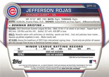 2023 Bowman 1st Edition #BPPF-70 Jefferson Rojas Back