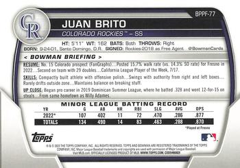 2023 Bowman 1st Edition #BPPF-77 Juan Brito Back
