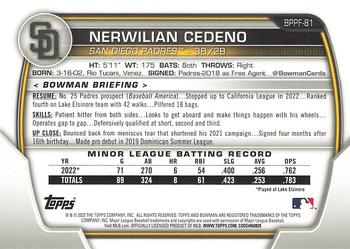 2023 Bowman 1st Edition #BPPF-81 Nerwilian Cedeño Back