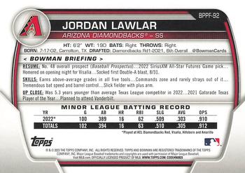 2023 Bowman 1st Edition #BPPF-92 Jordan Lawlar Back