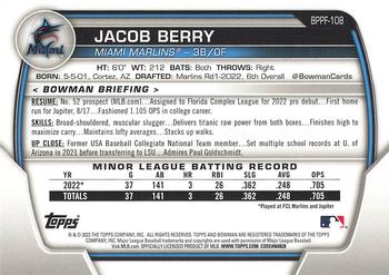 2023 Bowman 1st Edition #BPPF-108 Jacob Berry Back