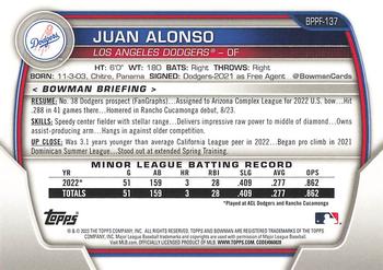 2023 Bowman 1st Edition #BPPF-137 Juan Alonso Back