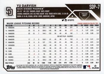 2023 Topps San Diego Padres #SDP-7 Yu Darvish Back