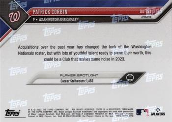 2023 Topps Now Road to Opening Day Washington Nationals - Purple #OD-191 Patrick Corbin Back