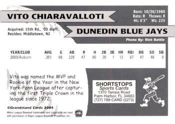 2004 Grandstand Dunedin Blue Jays #NNO Vito Chiaravalloti Back