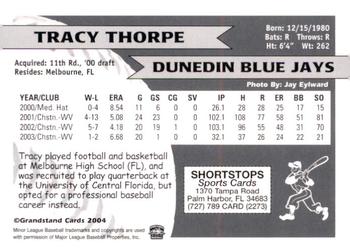 2004 Grandstand Dunedin Blue Jays #NNO Tracy Thorpe Back