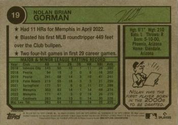 2023 Topps Heritage #19 Nolan Gorman Back