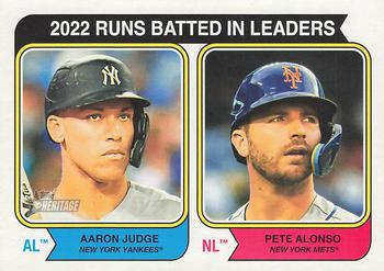 2023 Topps Heritage #203 2022 Runs Batted In Leaders (Aaron Judge / Pete Alonso) Front