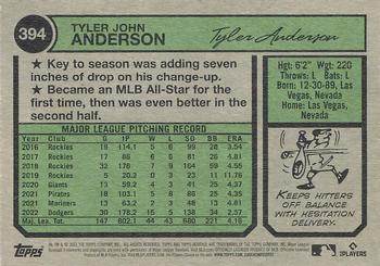2023 Topps Heritage #394 Tyler Anderson Back