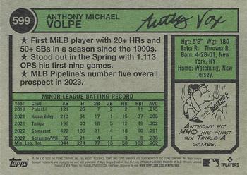 2023 Topps Heritage #599 Anthony Volpe Back