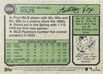 2023 Topps Heritage #599 Anthony Volpe Back