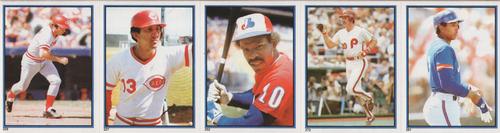 1983 Topps Stickers - Test Strips #NNO Johnny Bench / Dave Concepcion / Andre Dawson / Mike Schmidt / Hubie Brooks Front