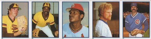 1983 Topps Stickers - Test Strips #NNO Tim Lollar / Broderick Perkins / David Green / Keith Moreland / Dick Tidrow Front