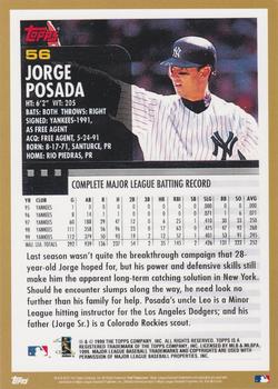 2015 Topps Cardboard Icons New York Yankees 2000 World Series Champions 15th Anniversary 5x7 - Gold 5x7 #56 Jorge Posada Back