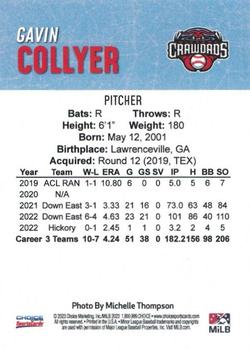 2023 Choice Hickory Crawdads (Series One) #NNO Gavin Collyer Back