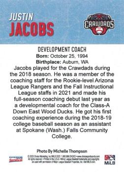 2023 Choice Hickory Crawdads (Series One) #NNO Justin Jacobs Back