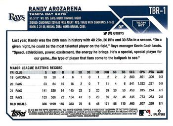 2023 Topps Tampa Bay Rays #TBR-1 Randy Arozarena Back