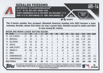 2023 Topps Arizona Diamondbacks #ARI-14 Geraldo Perdomo Back