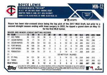 2023 Topps Minnesota Twins #MIN-12 Royce Lewis Back
