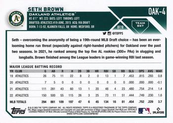 2023 Topps Oakland Athletics #OAK-4 Seth Brown Back