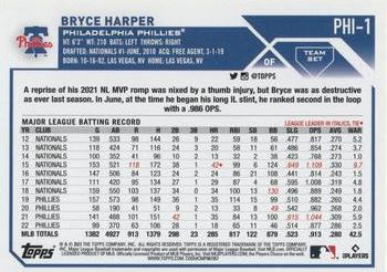 2023 Topps Philadelphia Phillies #PHI-1 Bryce Harper Back