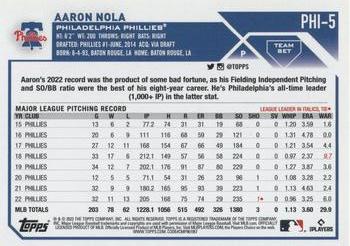 2023 Topps Philadelphia Phillies #PHI-5 Aaron Nola Back