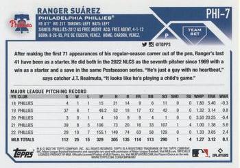 2023 Topps Philadelphia Phillies #PHI-7 Ranger Suarez Back