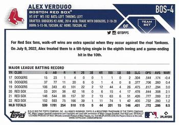 2023 Topps Boston Red Sox #BOS-4 Alex Verdugo Back