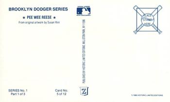1989 Historic Limited Editions Brooklyn Dodger Series 1 (part 1) #5 Pee Wee Reese Back