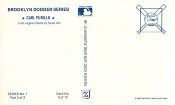 1989 Historic Limited Editions Brooklyn Dodger Series 1 (part 2) #2 Carl Furillo Back