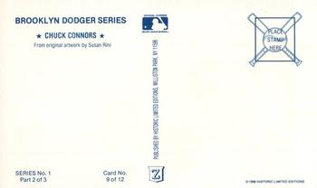 1989 Historic Limited Editions Brooklyn Dodger Series 1 (part 2) #9 Chuck Connors Back