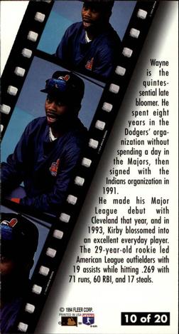 1994 Fleer Extra Bases - Second Year Stars #10 Wayne Kirby Back