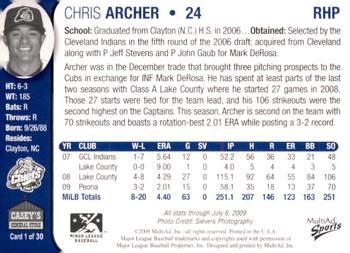 2009 MultiAd Peoria Chiefs SGA #1 Chris Archer Back