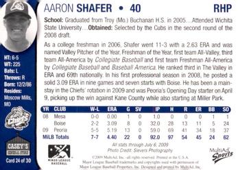2009 MultiAd Peoria Chiefs SGA #24 Aaron Shafer Back