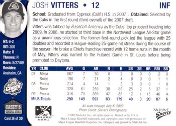 2009 MultiAd Peoria Chiefs SGA #26 Josh Vitters Back