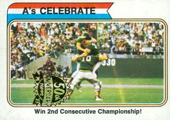 2023 Topps Heritage - 50th Anniversary Buybacks #479 A's Celebrate - Win 2nd Consecutive Championship! Front