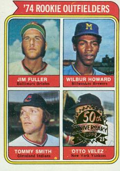 2023 Topps Heritage - 50th Anniversary Buybacks #606 1974 Rookie Outfielders (Jim Fuller / Wilbur Howard / Tommy Smith / Otto Velez) Front
