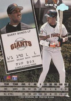 1994 Leaf #264 Barry Bonds Back